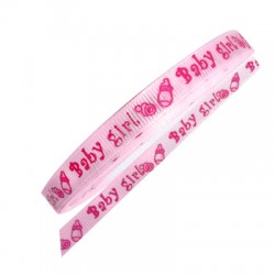 Ribbon Polyester 'Baby Girl' 10mm (25yards/pack)