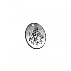 Brass Charm Oval Engraved Religious 16x21mm