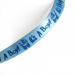 Ribbon Polyester "It's a boy" 15mm (~10yards/spool)