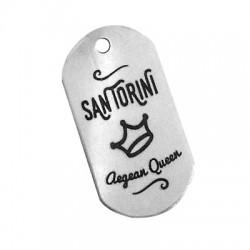 Brass Tag "SANTORINI Aegean Queen" 20x37mm (Ø 2.9mm)