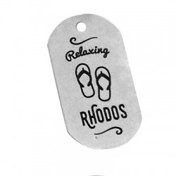 Brass Tag "Relaxing RHODOS" 20x37mm (Ø 2.9mm)