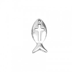 Zamak Charm Fish w/ Cross 21x9mm