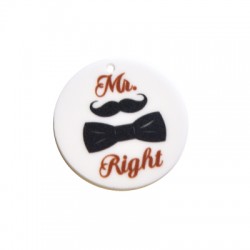 Plexi Acrylic Pendant Round "Mr. Right" 40mm