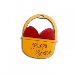 Wooden Pendant Easter Basket 79x63mm