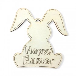 Wooden Pendant Rabbit "Happy Easter" 89x87mm