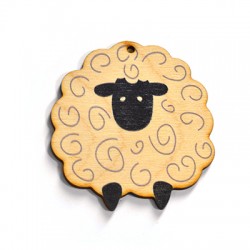 Wooden Pendant Sheep 61x63mm