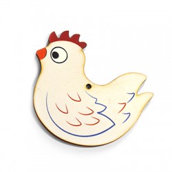 Wooden Pendant Chicken 68x60mm