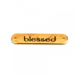 Brass Tag Engraved Blessed 25x5mm (Ø 1.2mm)
