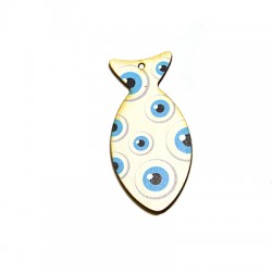 Wooden Pendant Fish with Eyes 60x28mm