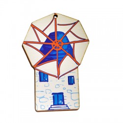 Wooden Pendant Windmill 48x75mm