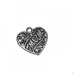 Zamak Charm Heart Mom 18x17mm