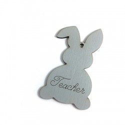 Wooden Pendant Easter Bunny 'Teacher' 89x55mm