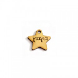 Wooden Star Pendant "ΓΙΑΓΙΑ" 20mm