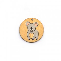 Wooden Pendant Round Koala 35mm