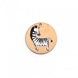 Wooden Pendant Round Zebra 35mm