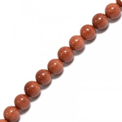 Bola Semipreciosa de Gold Sand ~8mm (~48pz/filo)