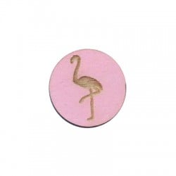Cabujón de Madera Redondo con Flamingo 15mm