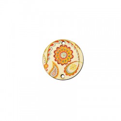Conector de Madera Redondo Floral 27mm