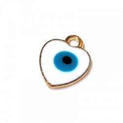 Colgante de Metal Zamak Corazón Esmaltado con Ojo 12x12mm