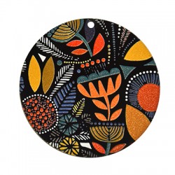 Colgante de Metacrilato Redondo Motivos Florales 60mm