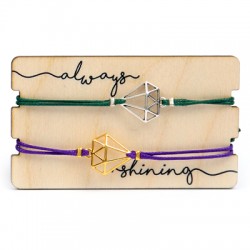 Pulseras Link&Love con Diamante con Portapulsera de madera