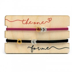 Pulseras Link&Love con M/F con Portapulsera de madera