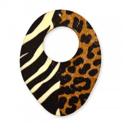 Colgante de Madera Pintado Oval Animal Print 45x60mm