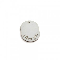 Colgante de Madera con frase ''I LOVE YOU'' 28x35mm