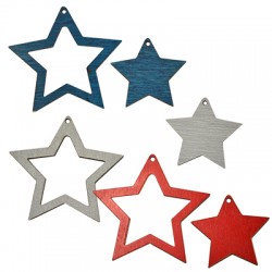 Colgante de Madera Estrella 62x59mm (set de 2 )