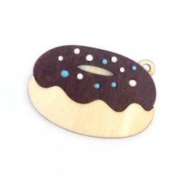 Colgante de Madera Donut con Esmalte 50x34mm