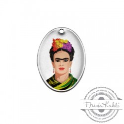 Colgante de Metal Latón Ovalado con Frida Kahlo 21x19mm