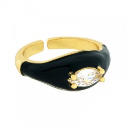 Anillo de Metal Laton Ajustable con Esmalte y Circonitas 22x9mm