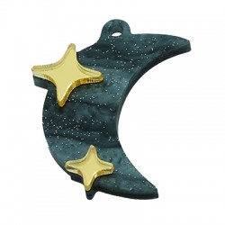 Colgante de Metacrilato Luna con Estrellas 25x35mm (2pcs/set)