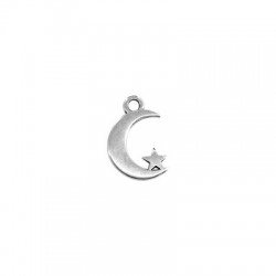 Colgante de Metal Zamak Luna con Estrella 12x14mm