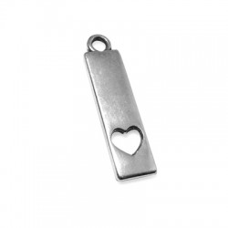 Colgante de Metal Zamak Rectangular con Corazón 28x8mm