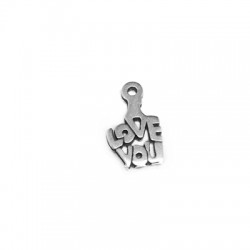 Colgante de Metal Zamak "I LOVE YOU" 10x9mm