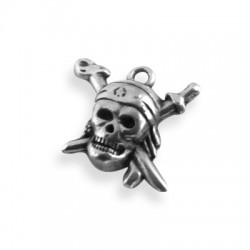 Colgante de Metal Zamak Calavera Pirata 20x18mm