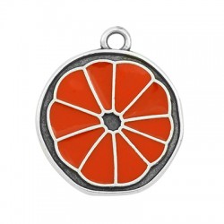 Colgante de Metal Zamak Redondo Fruta Naranja Esmaltado 20mm