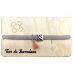 Pulsera con Flor de Barcelona (Panot) con Portapulsera de madera