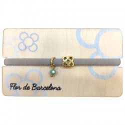 Pulsera con Flor de Barcelona (Panot) con Portapulsera de madera