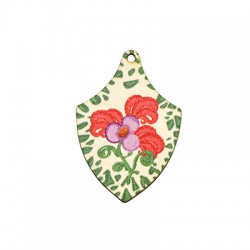 Colgante de Madera con Flores 34x50mm