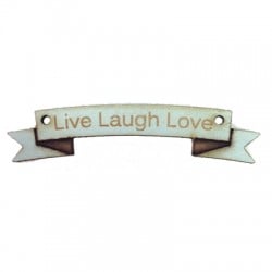 Colgante de Madera Chapa 54x11mm con frase "Live Laugh Love"