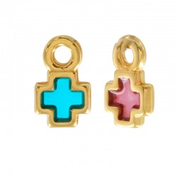 Colgante de Metal Zamak Cruz Esmaltado 7,5mm