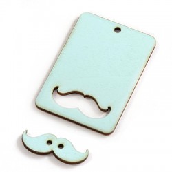 Colgante de Madera Rectangular 50x35mm con Bigote 25x9mm
