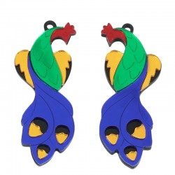 Colgante de Metacrilato Pavo Real 26x60mm (Set 2 Piezas)