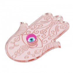 Colgante de Metacrilato Amuleto Mano Hamsa con Ojo 28x34mm