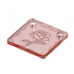 Colgante de Metacrilato Cuadrado con Rosa 15mm