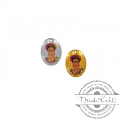 Colgante de Metal Chapa Frida Kahlo Esmaltada 16x21mm