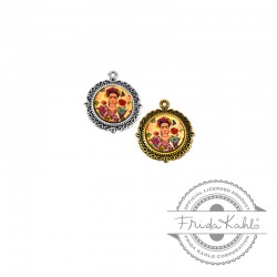 Colgante de Metal Zamak Marco Redondo de Madera Mujer 38mm