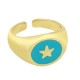 Anillo de Metal Latón Redondo Estrella Esmalte 21mm/15x13mm